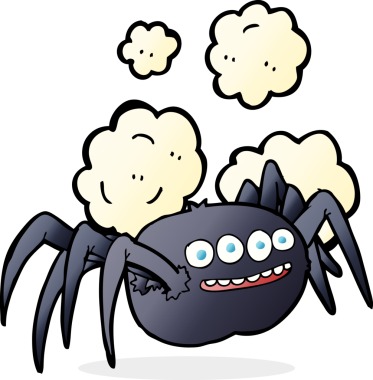 Bir insan tarafından çizilmiş tuhaf cadılar bayramı örümceği çizgi filmi.