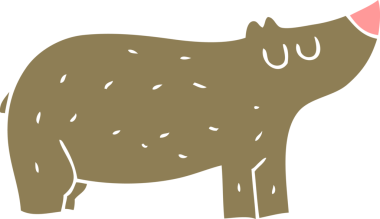 Bir insan tarafından çizilmiş ayının düz renk çizimi