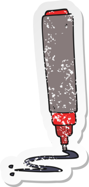 Bir insan tarafından çizilmiş karikatür kalemin gerilimli yapıştırması.