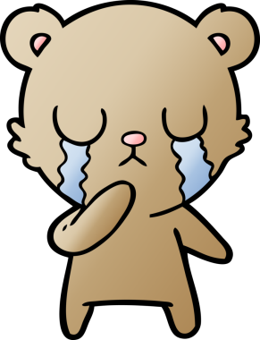 Bir insan tarafından çizilmiş ağlayan ayı karikatürü.