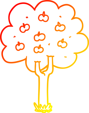 Bir insan tarafından çizilmiş bir elma ağacının sıcak gradyan çizimi