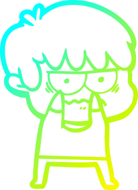 Bir insan tarafından çizilmiş soğuk gradyan çizgi film karakteri.