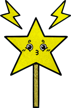 Bir insan tarafından çizilmiş sihirli bir değneğin retro grunge dokusu