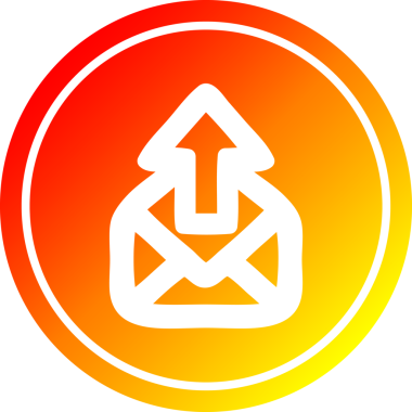 E- posta dairesel simgesini bir insan tarafından çizilmiş sıcak gradyan bitimine gönder