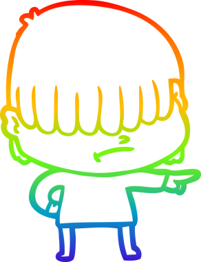 Bir insan tarafından çizilmiş dağınık saçlı bir çizgi film çocuğunun çizimi.