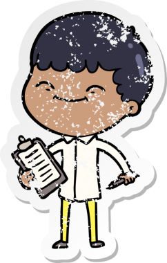 Bir insan tarafından çizilmiş mutlu bir çocuğun sıkıntılı çıkartması.