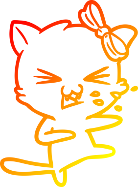 Bir insan tarafından çizilmiş çizgi film kedisinin sıcak çizgi çizimi