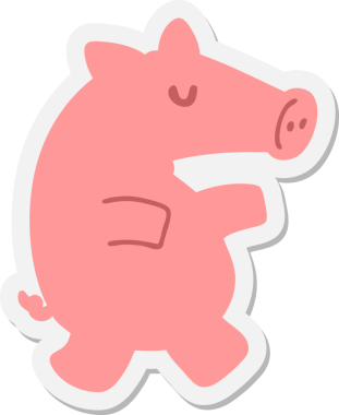 Bir insan tarafından çizilmiş uzun burunlu domuz etiketi.