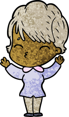 Bir insan tarafından çizilmiş bir çizgi film kadını.