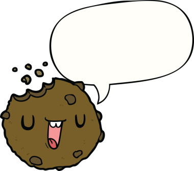 Bir insan tarafından çizilmiş konuşma balonlu çizgi film kurabiyesi.