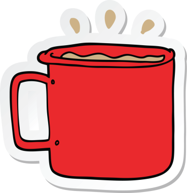 Bir insan tarafından çizilmiş bir fincan kahve etiketi.