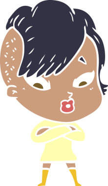 Düz renkli çizgi film bir insan tarafından çizilmiş kızı şaşırttı.