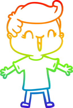 Gökkuşağının gradyan çizimi bir insan tarafından çizilmiş bir çizgi film karakteri.