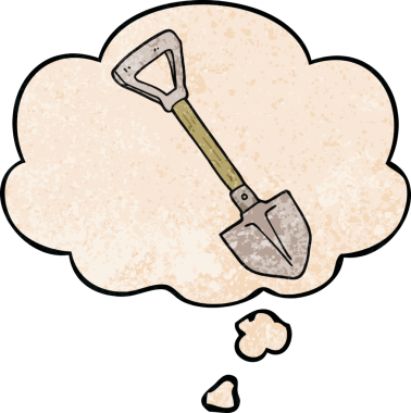 Bir insan tarafından çizilmiş grunge desenli düşünce baloncuklu kürek.