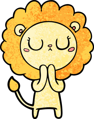 Bir insan tarafından çizilmiş çizgi film aslanı.