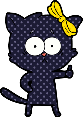 Bir insan tarafından çizilmiş çizgi film kedisi.