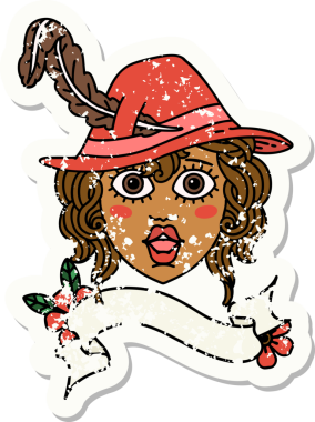 Retro Dövme Tarzı İnsan Ozan Karakteri Yüzü Bir İnsan Tarafından Çizildi