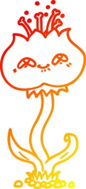 Bir insan tarafından çizilmiş sevimli bir karikatür çiçeğinin sıcak çizgi çizimi