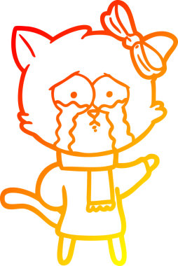 Bir insan tarafından çizilmiş çizgi film kedisinin sıcak çizgi çizimi