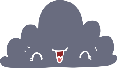 Bir insan tarafından çizilmiş şirin düz renkli çizgi film bulutu