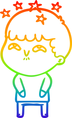 gökkuşağının gradyan çizimi bir çizgi film karakteri tarafından çizilmiş.