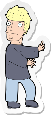 Bir insan tarafından çizilmiş gergin bir adamın çıkartması.