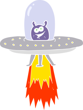 Bir insan tarafından çizilmiş uzay uzaylısının düz renk çizimi