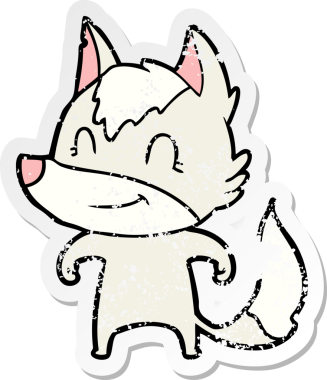 Bir insan tarafından çizilmiş dost canlısı bir kurdun sıkıntılı çıkartması.