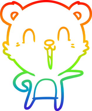 Bir insan tarafından çizilmiş mutlu bir çizgi film ayısının çizimi.