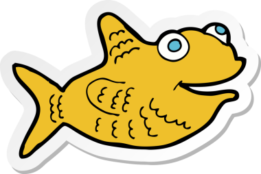 Bir insan tarafından çizilmiş mutlu balığın çıkartması.