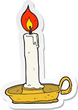 Bir insan tarafından çizilmiş yanan bir mum çıkartması.
