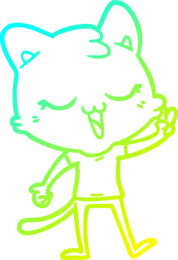 Bir insan tarafından çizilen çizgi film kedisinin soğuk gradyan çizgisi.