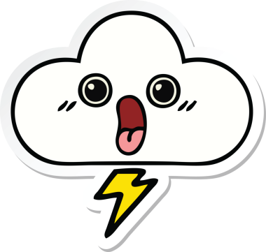 Bir insan tarafından çizilmiş şirin bir fırtına bulutunun çıkartması.