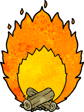 Bir insan tarafından çizilmiş karikatür kamp ateşi.