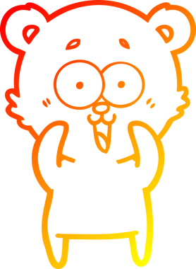 Bir insan tarafından çizilmiş gülen oyuncak ayının sıcak çizgi çizimi.