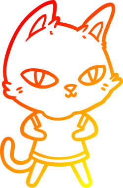 Bir insan tarafından çizilmiş çizgi film kedisinin sıcak çizgi çizimi