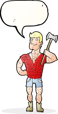 Bir insan tarafından çizilmiş konuşma balonlu bir oduncu.