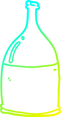 Bir insan tarafından çizilmiş bir çizgi film şişesinin soğuk gradyan çizgisi.