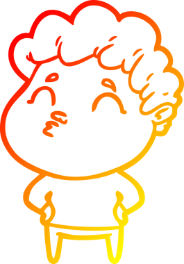 Bir insan tarafından çizilen çizgi film karakterinin sıcak çizgi çizimi