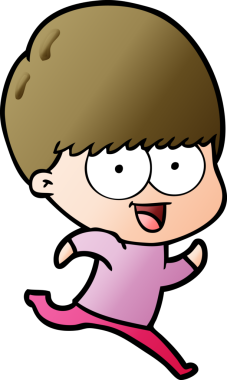 Bir insan tarafından çizilen mutlu çizgi film çocuğu.