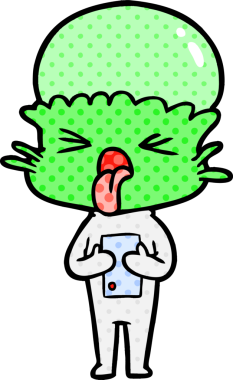 Bir insan tarafından çizilmiş iğrenç bir çizgi film uzaylısı.