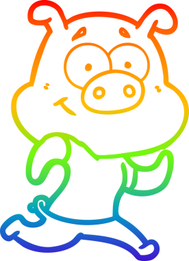 Gökkuşağı gradyan çizimi mutlu çizgi film çizimi bir insan tarafından çizilen domuz