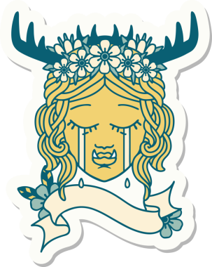 Bir insan tarafından çizilmiş ağlayan bir Ork Druid karakterinin çıkartması.