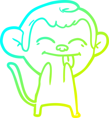 Bir insan tarafından çizilmiş komik bir çizgi maymunun soğuk eğim çizgisi.