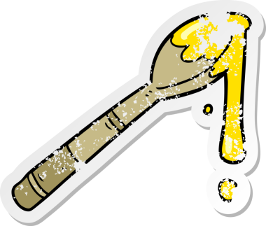 Bir insan tarafından çizilmiş bir kaşık dolusu balın sıkıntılı çıkartması.