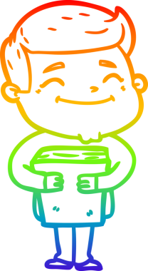 Gökkuşağı gradyan çizgisi mutlu bir çizgi film adamı bir insan tarafından çizilmiş kitap