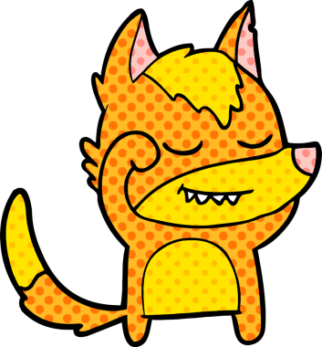 Bir insan tarafından çizilmiş tilki çizgi film karakteri