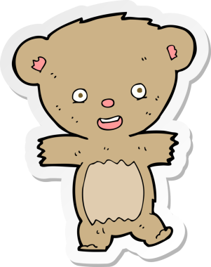 Bir insan tarafından çizilmiş oyuncak ayının çıkartması.