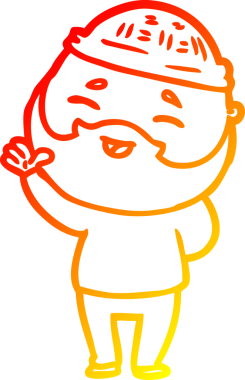 Bir insan tarafından çizilmiş mutlu sakallı bir adamın çizgi çizimi.