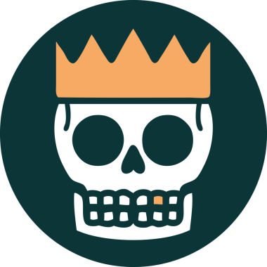 Bir insan tarafından çizilmiş kafatası ve tacın ikonik dövme şekli